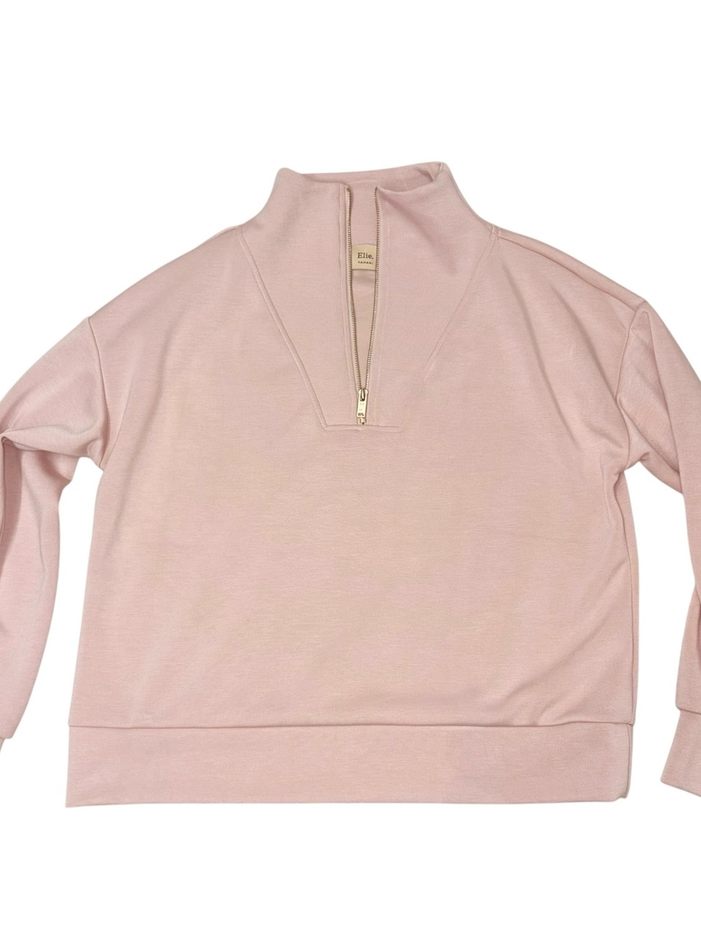 Elie. TAHARI Light Pink Half-Zip Pullover size Large